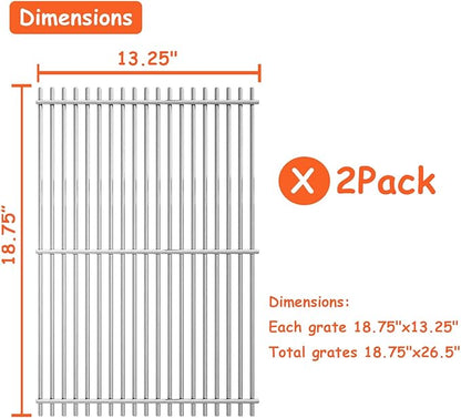 18.75" Stainless Steel Cooking Grate for Weber Genesis II 300 and Genesis II LX 300 Series Gas Grills, Genesis ll LX E/S-340, Genesis ll S-310, Genesis ll 310/335, Replacement Parts for Weber 66095