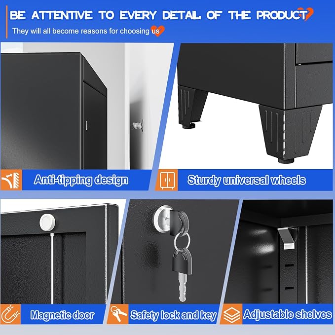 GAIOUS Tall Metal Storage Cabinet - Image 5