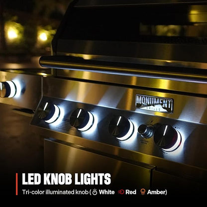 Monument Grills 6-Burner Convertible Natural Gas Smart bbq Grill Stainless Steel Denali 605 with Smoke Box