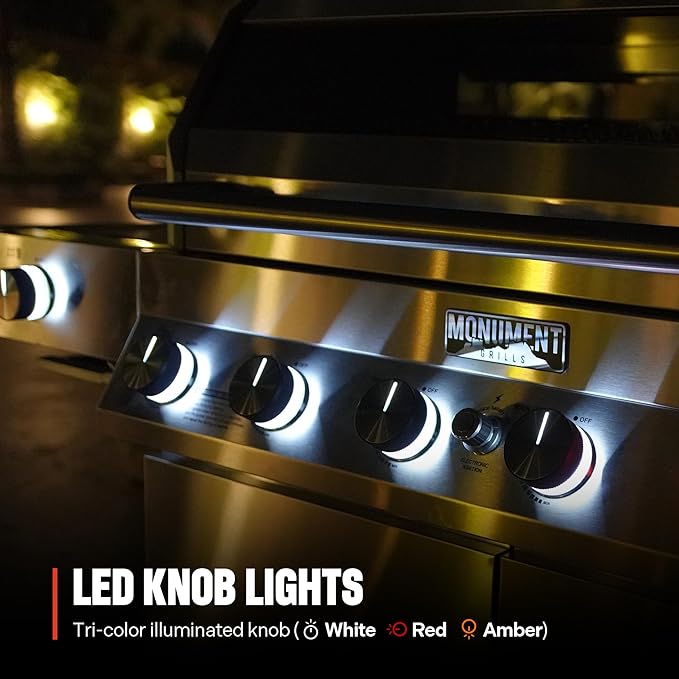 Monument Grills 6-Burner Convertible Natural Gas Smart bbq Grill Stainless Steel Denali 605 with BBQ Cover