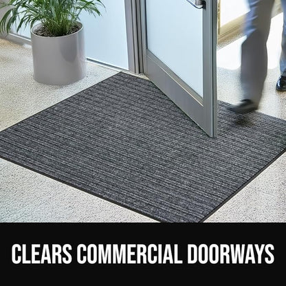 GORILLA GRIP Waterproof Traffic Guard Door Mat, 2 Pack Heavy Duty Entryway Mats, Strong Rubber Back Commercial Rugs for Office Hallway, Garage Floor and Home, Low Profile Carpet, 35x23, Light Gray
