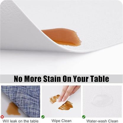 Homaxy Faux Leather Heat Resistant Placemats for Dining Table Set of 8, Waterproof Wipeable Washable PU Table Mats, Easy to Clean Anti-Slip Place Mats, 11.8" x 17", White
