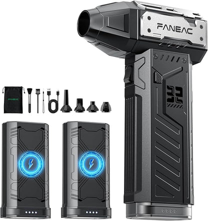 X305 Compressed Air Duster - 2 Removeable Battery Pack, 3-Speed Adjustable & 4 Nozzles, Ultra-Powerful 32mm BLDC, for Keyboard, Computer, House Cleaning