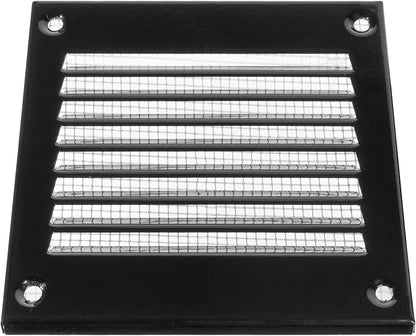 Vent Systems 4'' x 4'' Inch (Overall Dimensions) Pack of 2 - Black - Air Vent Cover Metal Air Return Grill with Built in Pest Guard Screen HVAC Vent Duct Cover for Home Improvement