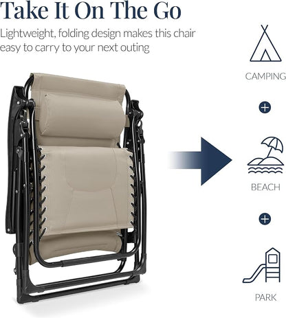 Best Choice Products Oversized Padded Zero Gravity Chair, Folding Outdoor Patio - Image 5