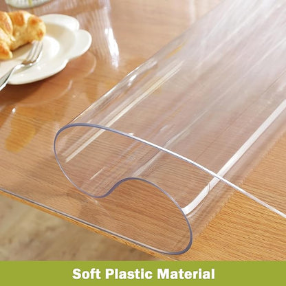 Clear Table Protector 18 x 24 Inch, 1.5mm Thick Plastic Table Cover, Waterproof PVC Clear Table Cover Protector, Desk Protector Mat, Writing Desk Pad for Desktop, Coffee & Dining Room Table