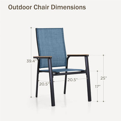 PHI VILLA Outdoor Stackable Dining Chairs Set of 8 w/Aluminum Frame, - Image 2