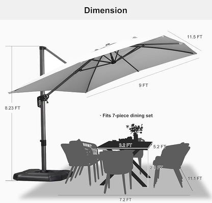 PURPLE LEAF Patio Umbrella 9' x 11.5' All-Day Shade Control White | More Space - Image 9