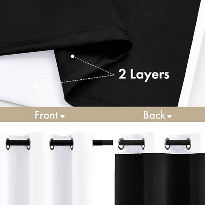 MIULEE White 100% Blackout Short Curtains - Image 3