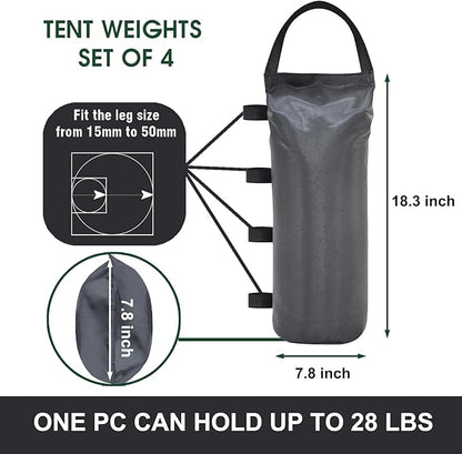 Eurmax USA Weight Capacity 112 LBS Extra Large Pop up Gazebo Weights Sand Bags for Pop up Canopy Tent Pergola Outdoor Instant Canopies,Sand Bags Without Sand, 4-Pack,(Gray)