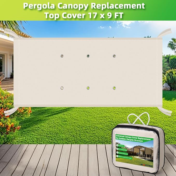 Pergola Canopy Cover Replacement Waterproof Pergola Cover, w/Drainage Holes - Image 3