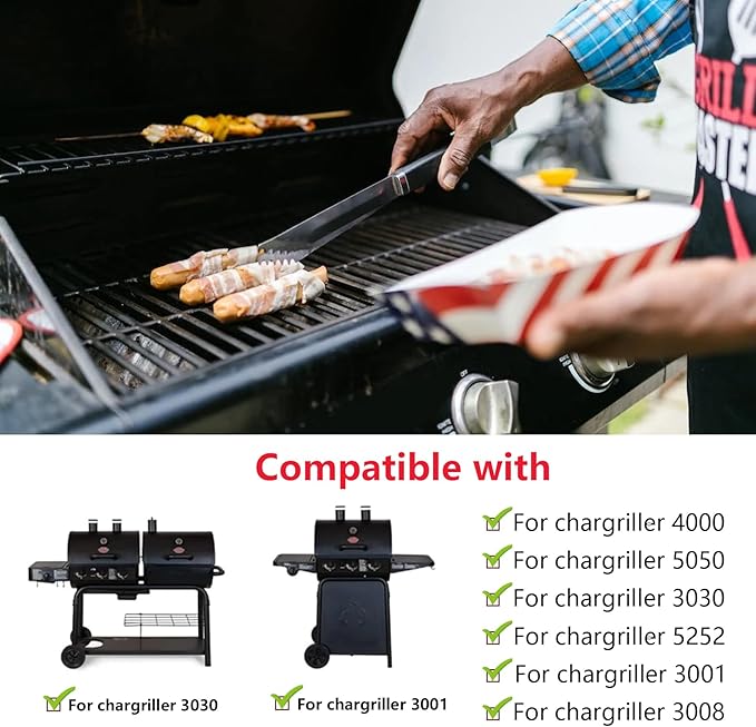 Cooking Grates Replacement Parts for Chargriller Gas Grill 2121,2123, 2222, 2828, 3001, 3030, 3725, 4000, 5050, 5252, 5650,9020,King Griller 3008, 5252,19 3/4" x 6 3/4" Each, 4 Pack
