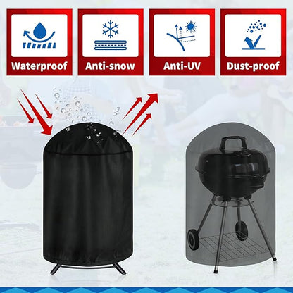 iCOVER Round Grill Cover, 29" Dia x 38" H Dome Smoker Cover, Waterproof Charcoal Kettle Grill Cover, UV Resistant BBQ Cover, Outdoor Barbecue Cover for Weber Char-Broil, Brinkmann and More