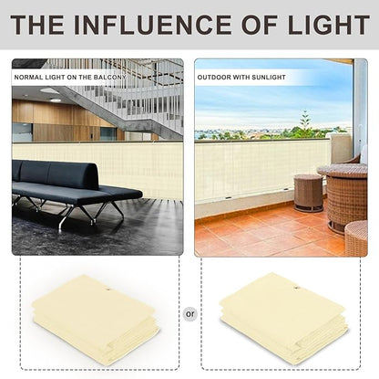 LOVE STORY Custom Size 3'x16' Butter Cream Balcony Privacy Screen,UV Block Privacy Fence Screen,90% Shield for Outdoor Pool Garden Apartment Railing