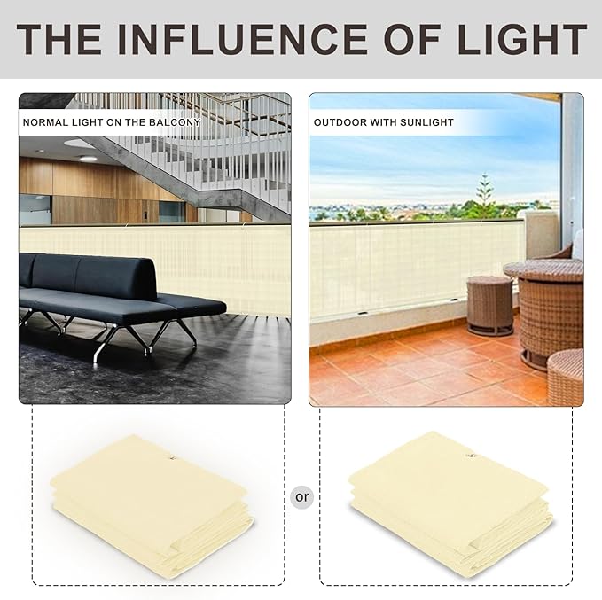 LOVE STORY Custom Size 3'x11' Butter Cream Balcony Privacy Screen,UV Block Privacy Fence Screen,90% Shield for Outdoor Pool Garden Apartment Railing
