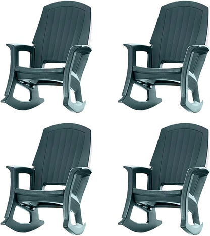 Rockaway Heavy Duty All Weather Rocking Chair, 4 Pack | Polyethylene Outdoor by Semco