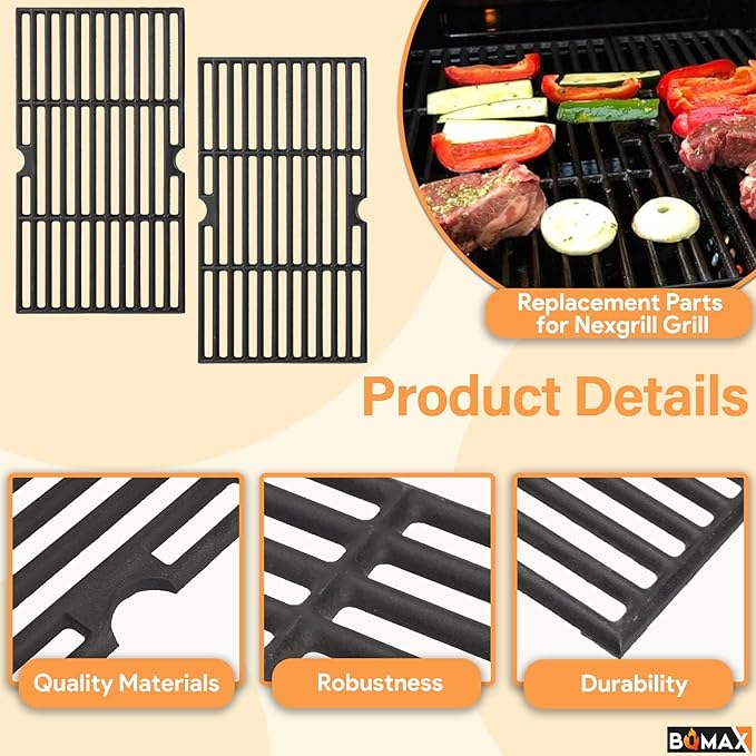 Grill Replacement Parts for Nexgrill 2 Burner 720-0864RA Nexgrill 720-0864R, Grill Grate, Grill Burner and Heat Plates for Nexgrill Replacement Parts 2 Burner, Grill Parts Kit for Nexgrill 720-0864R