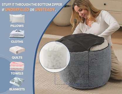 Foot Ottoman 20"x15" Small Automan Foot Rest Pouf Ottoman Cover Round with Sponge Small Foot Rest Filled Foot Pouf Ottomans Stuffed Pink Mushroom Modern Ottomans Hassock Footstool Footrest for Couch