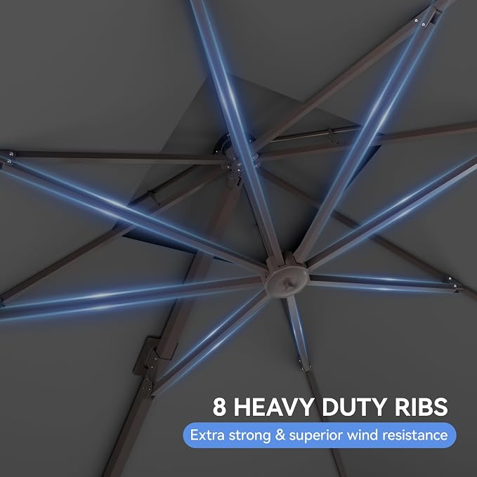10x10FT Cantilever Outdoor Patio Umbrellas，Double Top Large Square Umbrella - Image 7