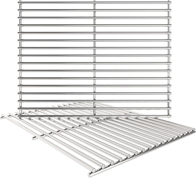 19.5/17.5/17" Grill Cooking Grates Replacement for Weber Genesis 300 Series, Genesis E310 E320 S310 S320 Replacement Parts for Weber 7528/7524, 304 Stainless Steel Grids, Set of 2, 19.5 Inch