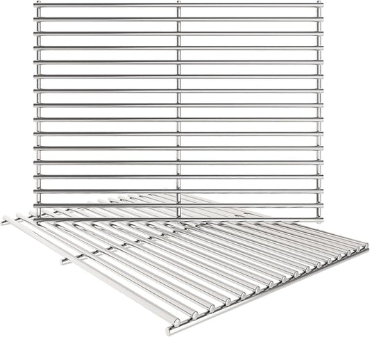 19.5/17.5/17" Grill Cooking Grates Replacement for Weber Genesis 300 Series, Genesis E310 E320 S310 S320 Replacement Parts for Weber 7528/7524, 304 Stainless Steel Grids, Set of 2, 19.5 Inch