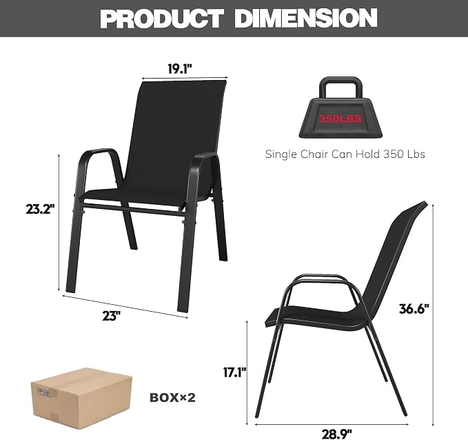Stackable Patio Chairs Set of 8, Outdoor Chairs Set - Image 2