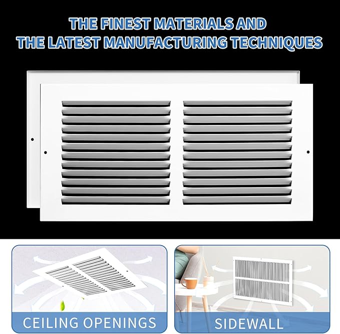 14 x 10 Vent Cover (Duct Opening Size), Air Return Vent Cover, AC Vent Cover, Cold Air Return Vent Cover, Flat Return Air Grilles, Outer Dimensions:15.75"W x 11.75"H (14"W x 10"H, Duct Opening)