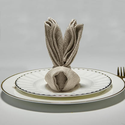 BALCONY & FALCON Cloth Napkins Set of 12 Washable Linen Napkins Absorbent Wrinkle-Free Fabric Napkin Bulk for Dinner Wedding Party Easter Thanksgiving Christmas Banquet (Beige 17.7"x17.7")