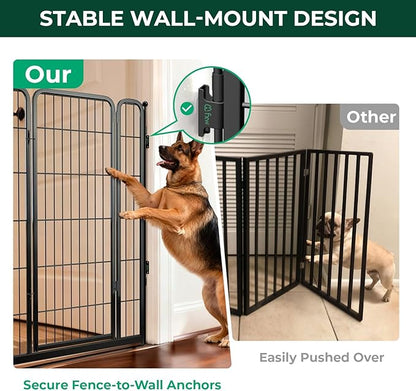 FXW Dog Gate Extra Wide Designed for Indoor Use, Adjustable Width Up to 219-inch Wide (45" H 8 Wire Panels for Large Dogs), Black