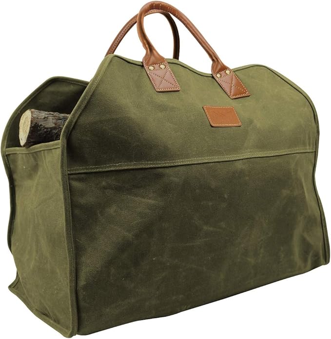 INNO STAGE Heavy Duty Firewood Log Carrier Tote Bag, Large Wood Storage Hay Hauling for Fireplace Fire Pit Outdoor Camping, BBQ Barbecue