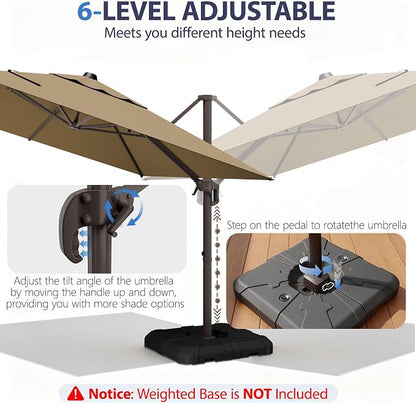 10' X 10' Patio Umbrella Cantilever Outdoor Rectangle Umbrella - Image 7