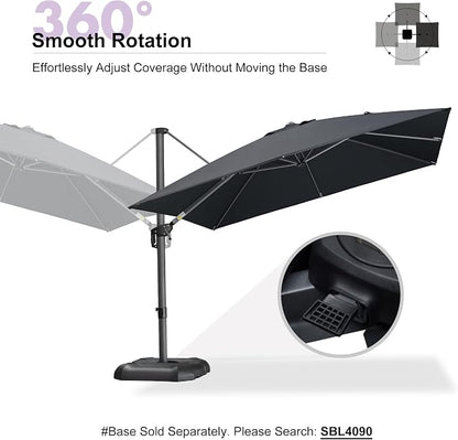 PURPLE LEAF Patio Umbrella Outdoor 10' x 10' Square Easy Assembly Black | Built - Image 8
