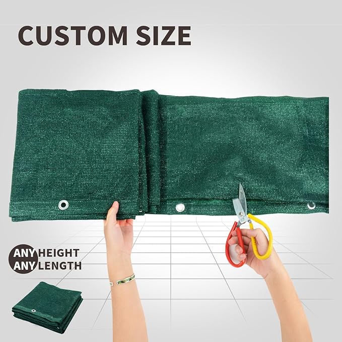 LOVE STORY Custom Size 3'x30' Dark Green Balcony Privacy Screen,UV Block Privacy Fence Screen,90% Shield for Outdoor Pool Garden Apartment Railing