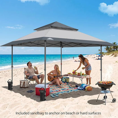 EAGLE PEAK 13x13 Pop Up Canopy Tent, Auto Extended Eaves, Light Gray | Easy - Image 8