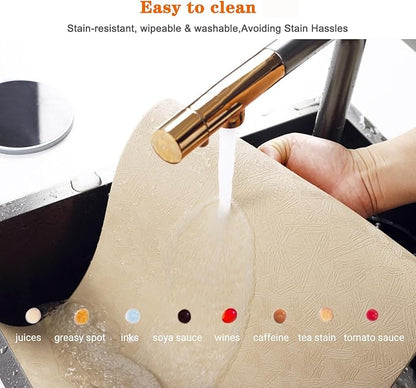 Vinyl Placemats Set of 8 Heat Resistant Easy Clean Non-Slip Place Mats for Dining Table. Faux Leather Waterproof Stain Resistant Wipeable Washable PU Table Mats(8, Beige)