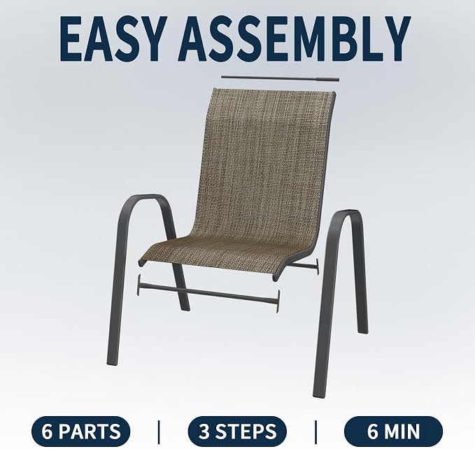 Amopatio Patio Chairs Set of 8, Outdoor Stackable Dining Chairs - Image 6