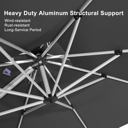 PURPLE LEAF Cantilever Outdoor Umbrella 9' x 9' Square Double Top, 3-Yr - Image 3