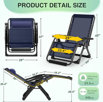 Suteck Oversized Zero Gravity Chair, Upgraded Lock and Footrest, Reclining - Image 3
