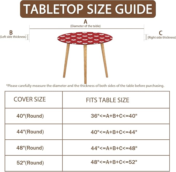 Valentines Day Round Fitted Tablecloth with Elastic Red Pink Heart Circle Table Cloth for 36-40" Round Tables Wipeable Waterproof Washable Burgundy Valentine Table Cover for Picnic Dining Party Decor