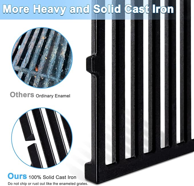 Adviace 17.5 Inch 7638 Cast Iron Grill Grates Replacement for Weber Spirit I & II 300 Series, Spirit E/S-310, E/S-320, E/S-330, Genesis Silver B/C, Spirit 700, Genesis Gold B/C, Genesis Platinum B/C.