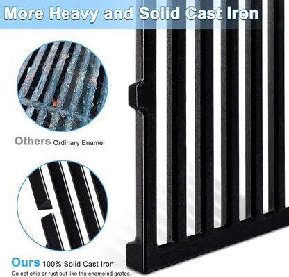 Adviace 17.5 Inch 7638 Cast Iron Grill Grates Replacement for Weber Spirit I & II 300 Series, Spirit E/S-310, E/S-320, E/S-330, Genesis Silver B/C, Spirit 700, Genesis Gold B/C, Genesis Platinum B/C.