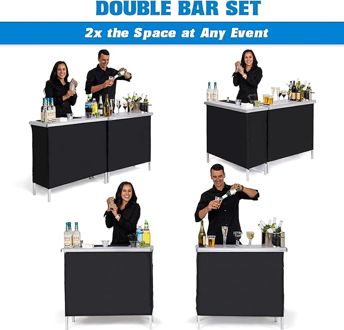 GoPong GoBar Portable Double Bar Table Set - Mobile Bartender Station for Events - Includes Carrying Case