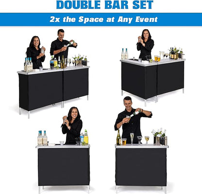 GoPong GoBar Portable Double Bar Table Set - Mobile Bartender Station for Events - Includes Carrying Case
