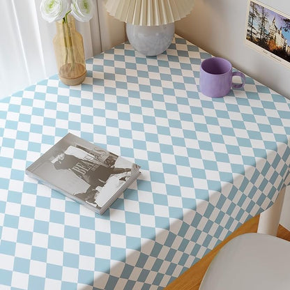 Rectangle Table Cloth,100% Waterproof Tablecloth Oil Proof Spill Proof Vinyl Table Cloth, Wipe Clean Plastic Table Cover for Dining, Camping, Indoor and Outdoor 54" x 78",Blue Checkered