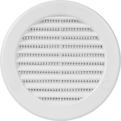 Repa Market 4 Inch (Opening) White Round Air Vent Cover - Pack of 10 Plastic Fresh Air Intake Vent - Grill Cover with Nylon Mesh Screen - Wall or Ceiling HVAC Return Air Register - Modern Soffit Vents