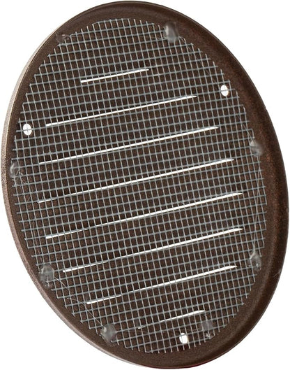 Vent Systems - 4 Inch (Inner) Pack of 10 Brown Metal Round Soffit Air Vent Grille Cover, Register air Vent Deflector, Louver - Built-in Mesh - HVAC for Bathroom, Home Office, Kitchen 5 Inch (Outer)