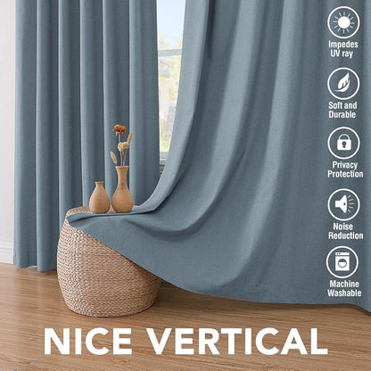 H.VERSAILTEX Blackout Curtains Linen Curtains 120 inches Long 100% Black Out - Image 7