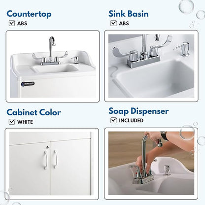 Ozark River Portable Sinks Premier Brite White, White Laminate-ABS Sink, Mobile Self Contained Sink, Mobile Hand Washing Station, Portable Sink with Hot Water, Portable Sink Hand Wash Station, 110V