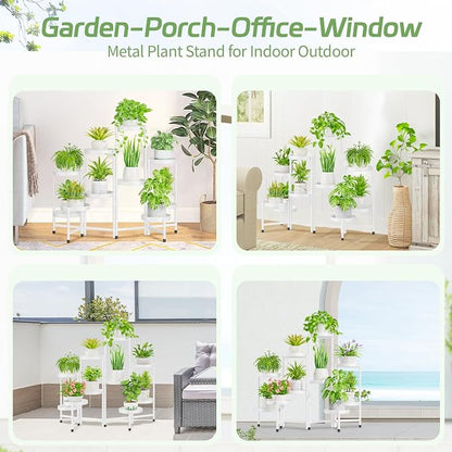 iDavosic.ly Plant Stand Indoor Outdoor, 10 Tier Metal Corner Shelf, Folding - Image 3
