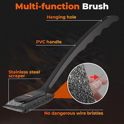 2PCS Bristle Free Grill Brush with Scraper, Efficient Cleaning, Safe Grill Accessories for Weber Gas/Stainless Steel Grates/Charcoal Grill, Gift for Dad
